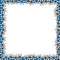 White Flowers Border with Blue Frame (Square Frame Edge for Social Media) - Background