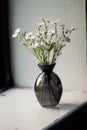 White Flowers In Grey Vase Royalty Free Stock Photo