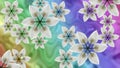 White flowers on iridescent blurred background. Bright floral composition. card for the holiday.