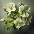 Meticulous Photorealistic Still Lifes: Flowers Of Helleborus And Daffodils On A Green Background