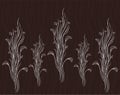 White flowers row on black backgrownd. Brown waves pattern Royalty Free Stock Photo