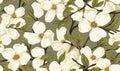 White flowers seamless pattern.Flowers on tree wallpaper. For fabric design, card