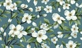 White flowers seamless pattern.Flowers on tree wallpaper. For fabric design, card Royalty Free Stock Photo