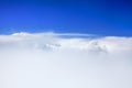 White fluffy cloud on blue sky background close up, cumulus clouds in azure heaven, sunny day cloudy weather, ozone layer concept Royalty Free Stock Photo