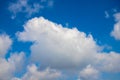 White fluffy cloud on blue sky background. Cloudscape photo background. Royalty Free Stock Photo