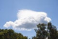 White fluffy cloud on the blue sky looking like silhouette of the flying giant or superhero
