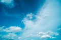 White fluffy clouds against blue sky in summer nature season weather background Royalty Free Stock Photo