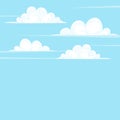 White fluffy clouds in the blue sky. Cartoon illustration of a cloud cluster. Vector background Royalty Free Stock Photo