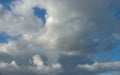 White fluffy clouds in a blue sky with high contrast of light and color Royalty Free Stock Photo