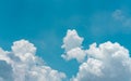 White fluffy clouds on blue sky. Soft touch feeling like cotton. White puffy cloudscape. Beauty in nature. Close-up white cumulus Royalty Free Stock Photo