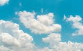 White fluffy clouds on blue sky. Soft touch feeling like cotton. White puffy cloudscape. Beauty in nature. Close-up white cumulus Royalty Free Stock Photo