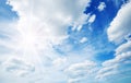 White fluffy clouds on blue sky in summer Royalty Free Stock Photo