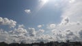 White fluffy clouds and blue sky