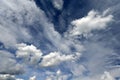 White fluffy clouds on dark blue sky Royalty Free Stock Photo