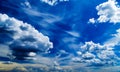 White fluffy clouds over blue sky. Royalty Free Stock Photo