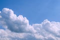 White fluffy clouds in the vast blue sky. Abstract nature background. Copy space for text. Royalty Free Stock Photo