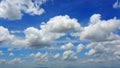 White fluffy cloudy above summer sky