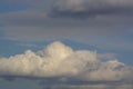 White fluffy and grey clouds in the blue sky Royalty Free Stock Photo
