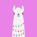 White fluffy llama head vector illustration