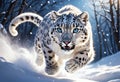 White fluffy Snow leopard. Generative AI Royalty Free Stock Photo