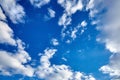 White fluffy clouds on a blue sky background