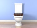 White flush toilet in a bathroom Royalty Free Stock Photo