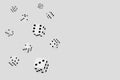 White flying dice on a light background 3D illustration