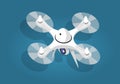 White Flying Quadcopter Flat and Shadow Theme