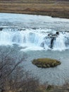 White foam of Faxi waterfall in Iceland