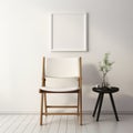 Contemporary White Folding Chair With Frame Against Wall