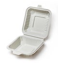 A white food box, packaging for hamburger, lunch, fast food, burger and sandwich, isolated with clipping path