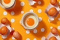 white food copy breakfast easter healthy yellow egg texture background pattern space. Generative AI.