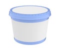 White Food Plastic Tub Container For Dessert, Yogurt, Ice Cream, Sour Sream Or Snack. Ready For Your Design. blue lid.