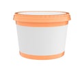 White Food Plastic Tub Container For Dessert, Yogurt, Ice Cream, Sour Sream Or Snack. Ready For Your Design. orange lid.