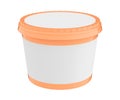 White Food Plastic Tub Container For Dessert, Yogurt, Ice Cream, Sour Sream Or Snack. Ready For Your Design. orange lid.