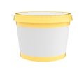 White Food Plastic Tub Container For Dessert, Yogurt, Ice Cream, Sour Sream Or Snack. Ready For Your Design. yellow lid.