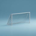 A white football goal stands against a light blue background. The goal features a Royalty Free Stock Photo