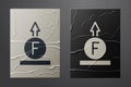 White Force of physic formula calculation icon isolated on crumpled paper background. Paper art style. Vector