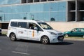 White Ford Tourneo Connect mini van is a public transport taxi in Palma, Spain Royalty Free Stock Photo