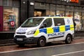White Ford Transit Custom van of the Police Scotland on a patrol mission on streets