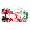 White Fort. Abu Dhabi, United Arab Emirates. Graphic illustration