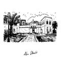 White Fort. Abu Dhabi, United Arab Emirates. Graphic sketch