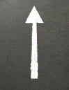 White forward traffic arrow painted on the asphalt. Traffic sign go straight. Road marking on the pavement Royalty Free Stock Photo