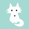 White fox. Polar wolf. Cute cartoon baby character icon. Arctic animal collection. Flat design Winter blue background .