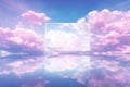 White frame and Blue sky with clouds reflected in water. Nature background Royalty Free Stock Photo