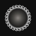 White frame with lace ornament in circle on black background. Art deco. Luxury round mandala, hand draw design. Ethnic motif. Royalty Free Stock Photo