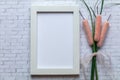 White frame mockup flat lay simple clean for Spring, Nursery, Art, Wedding, Party, Mother`s Day, Sale