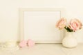 White frame mockup with interior items, Royalty Free Stock Photo