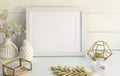 White frame mockup with interior items Royalty Free Stock Photo