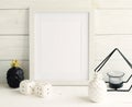 White frame mockup with interior items Royalty Free Stock Photo